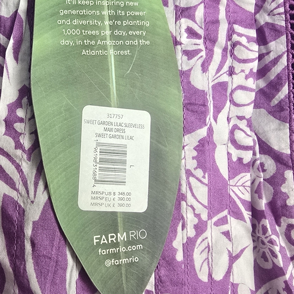 FARM Rio Sweet Garden Lilac Dress - L - Picture 7 of 9